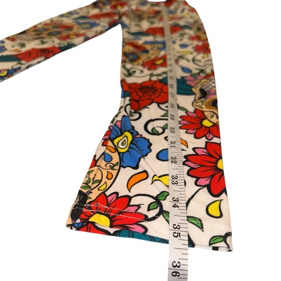 Dia De Los Musertos Sugar Skull Rose Day of the Dead soft Leggings XS - Picture 14 of 17